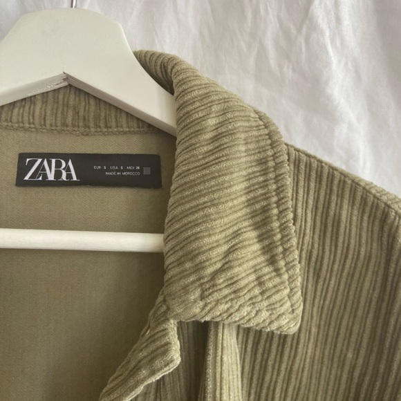 ZARA Ribbed Corduroy Button Down Jacket Green Size Small - Picture 11 of 13